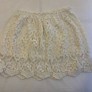 Free People Lace Cream Mini Skirt